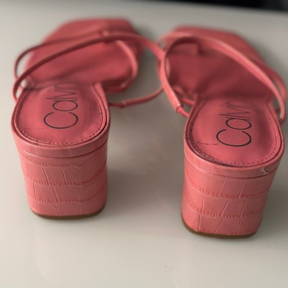 Pink leather Calvin Klein strappy slide (KCBECCA) - Picture 4 of 8